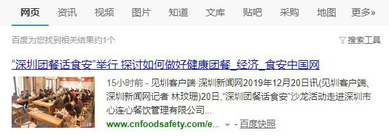 食安中国网百度收录效果
